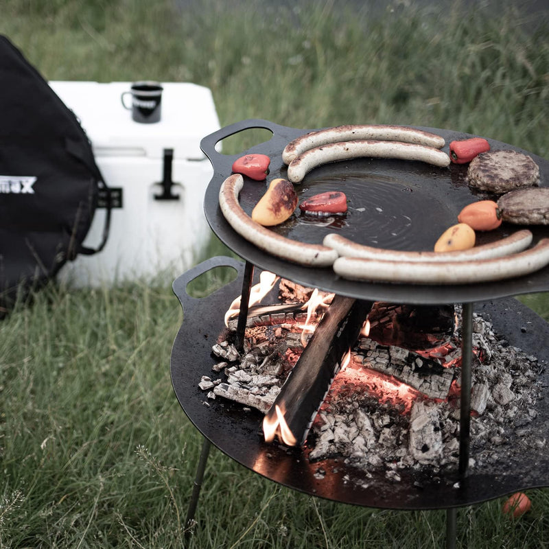 Petromax Campfire Griddle and Fire Bowl, Steel with 3 Removable Legs for Outdoor Campfire Cooking, Grilling and Frying or Build Fire Directly in Bowl