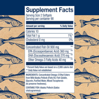 Wiley's Finest Wild Alaskan Fish Oil Easy Swallow Minis - Omega-3 Fish Oil Supplement for Adults and Kids - Double-Strength 630mg EPA and DHA Natural Supplement - 180 Mini Softgels