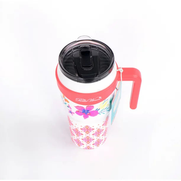 The Pioneer Woman 40oz Stainless Steel Insulated Tumbler Pink Folk Geo