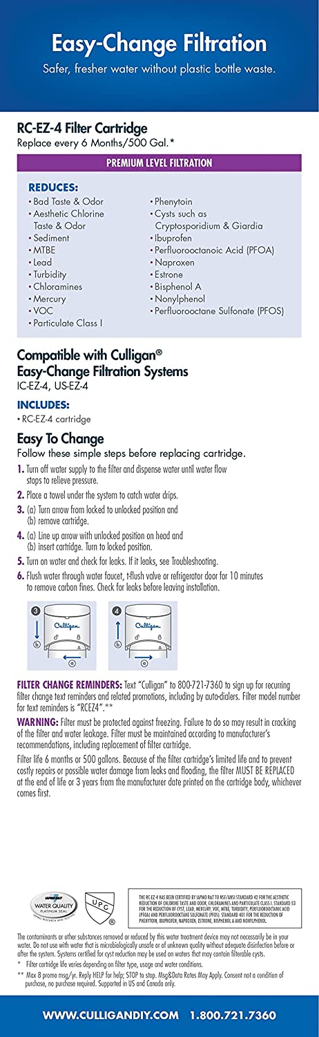 Culligan RC 4 EZ-Change Water Filtration Replacement Cartridge