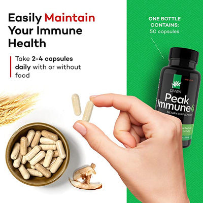 Daiwa Peak Immune4 Dietary Supplement 250mg, 50 capsules