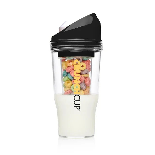 CrunchCup XL Yellow: Portable Plastic Cereal Cup for Breakfast on the Go, BPA-Free & Dishwasher-Safe