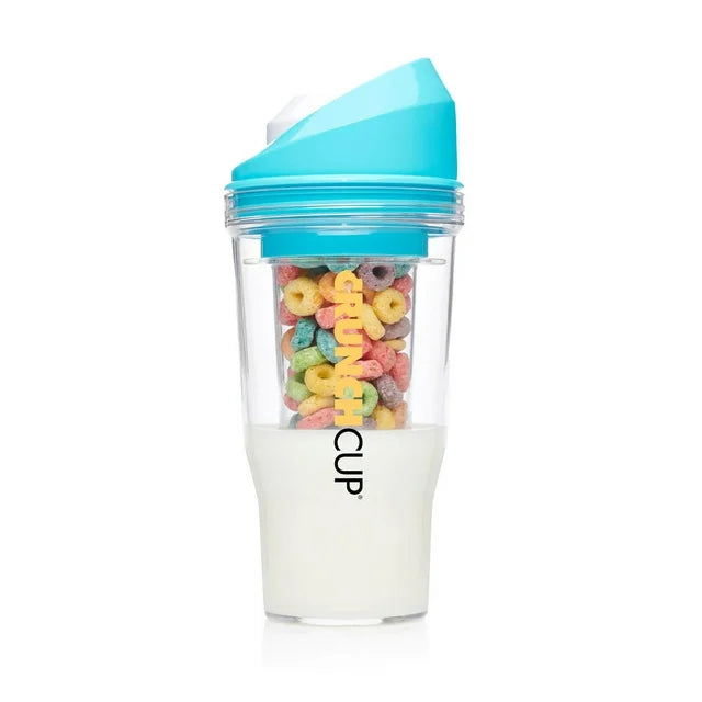 CrunchCup XL Yellow: Portable Plastic Cereal Cup for Breakfast on the Go, BPA-Free & Dishwasher-Safe