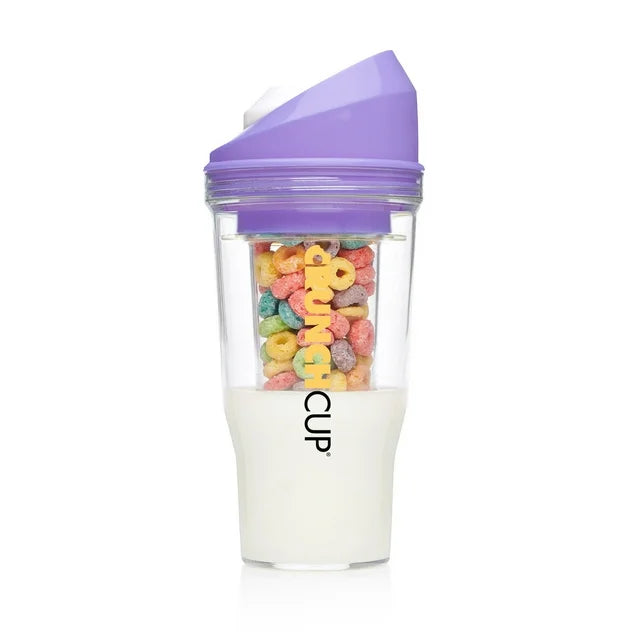 CrunchCup XL Yellow: Portable Plastic Cereal Cup for Breakfast on the Go, BPA-Free & Dishwasher-Safe