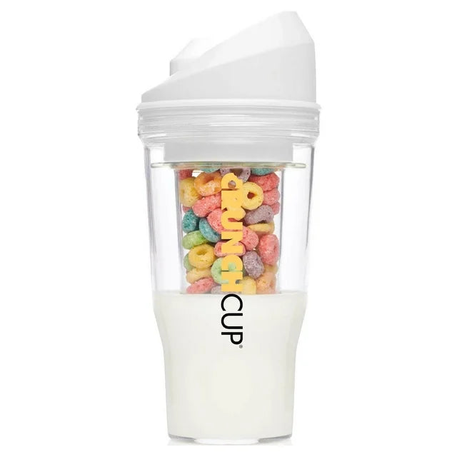 CrunchCup XL Yellow: Portable Plastic Cereal Cup for Breakfast on the Go, BPA-Free & Dishwasher-Safe