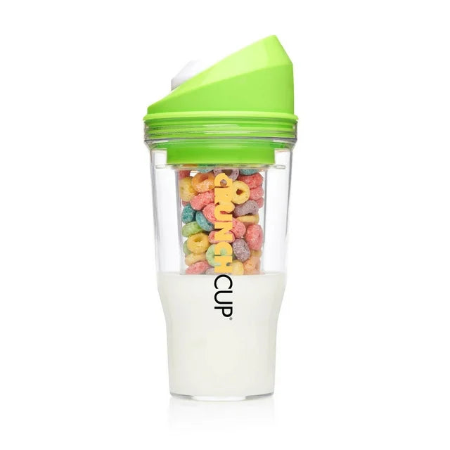 CrunchCup XL Yellow: Portable Plastic Cereal Cup for Breakfast on the Go, BPA-Free & Dishwasher-Safe