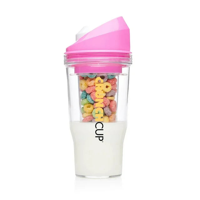 CrunchCup XL Yellow: Portable Plastic Cereal Cup for Breakfast on the Go, BPA-Free & Dishwasher-Safe