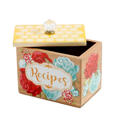The Pioneer Woman Blossom Jubilee 6.2-inch Wood Recipe Container Box