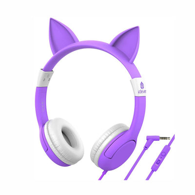 iClever Kids Headphones Girls - Cat-Inspired Wired On-Ear