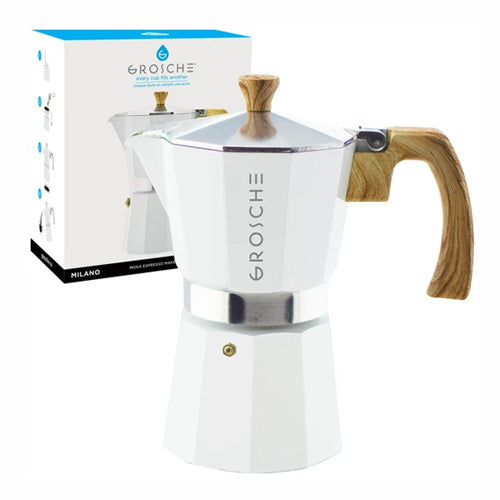 Grosche Stovetop Espresso Coffee Maker: GROSCHE Milano - White, available in 3 sizes