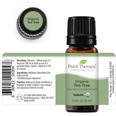 PlantTherapy Organic Tea Tree Essential Oil 10mL (1/3 oz)