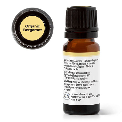 PlantTherapy Organic Bergamot Essential Oil 10mL (1/3 oz)