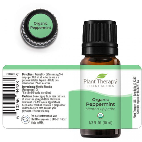 PlantTherapy Organic Peppermint Essential Oil 10mL (1/3 oz)