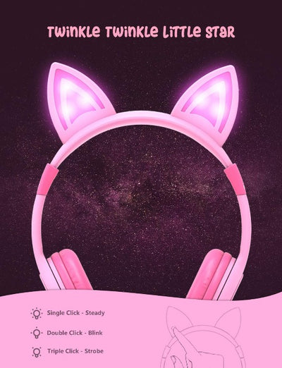 iClever Kids Headphones Girls Toddler Over Ear, LED