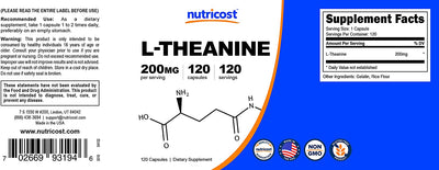 Nutricost L-Theanine Capsules (200 MG) (120 Capsules)