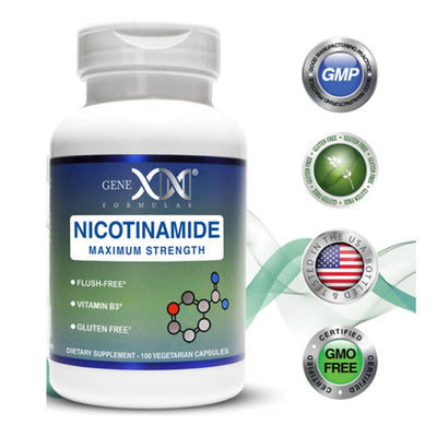 Genex Formulas Nicotinamide 500MG 3-Packs Flush Free Niacin Vitamin B3 For Healthy Skin