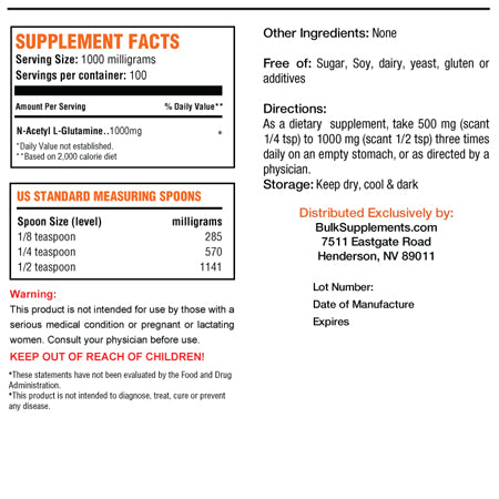 Bulk Supplements N-Acetyl L-Glutamine Powder