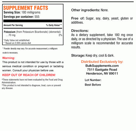 Bulk Supplements Potassium Bicarbonate Powder