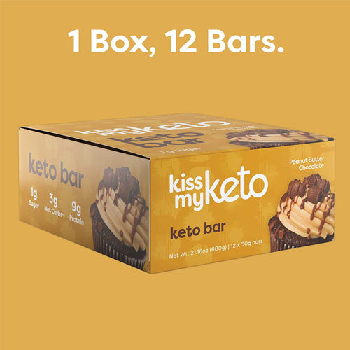 KissMyketo Keto Bar - Chocolate Peanut Butter - 12 Count 600g